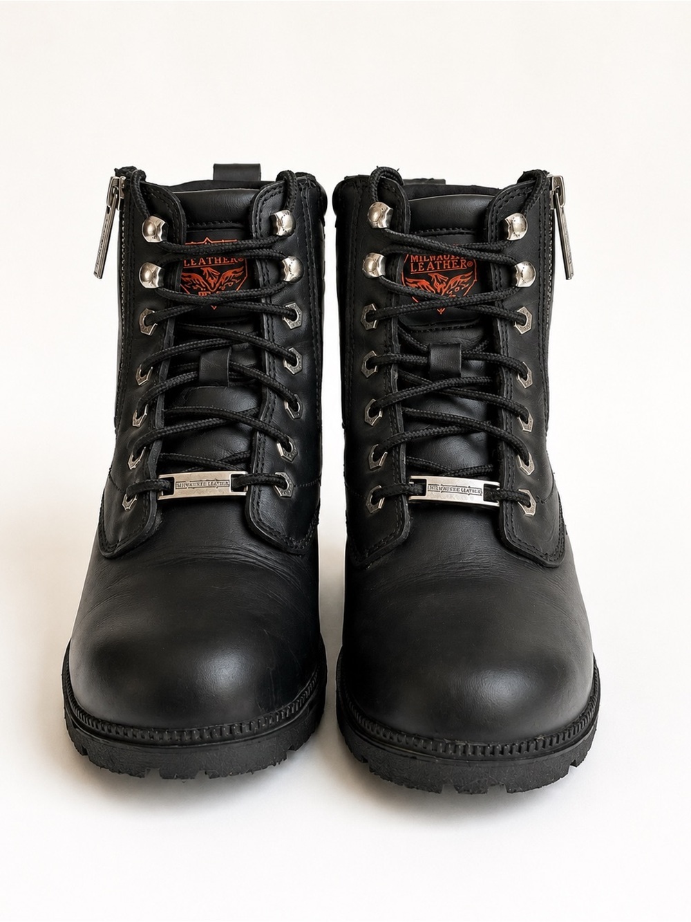 Motorcycle Boots Milwaukee Leather Black Side Zip Moto Boots Women’s 8 - Picture 1 of 6